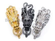 Load image into Gallery viewer, CZ Micro Pave Dragon Head Pendant Connector/Pendant Link with Jump Ring, CZ Pave Pendant, 63x21mm, sku#K49