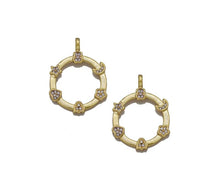 Load image into Gallery viewer, CZ Gold Heart Moon Star Flower On Round Ring Charm, Sku#LK766
