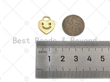 Load image into Gallery viewer, 18K Dainty Gold Smiley Face On Heart Lock Shape Pendant/Charm, Necklace Bracelet Charm Pendant,15x13mm, Sku#LK233