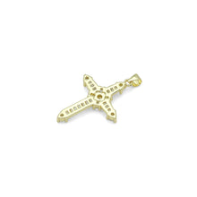Load image into Gallery viewer, Gold Clear Baguette CZ Cross Charm Pendant, Sku#LD638