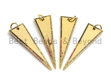 Load image into Gallery viewer, CZ Colorful Micro Pave Flat Triangle Gold Pendant, Triangle Shaped Pave Pendant, Gold plated, 14x48mm, Sku#F875