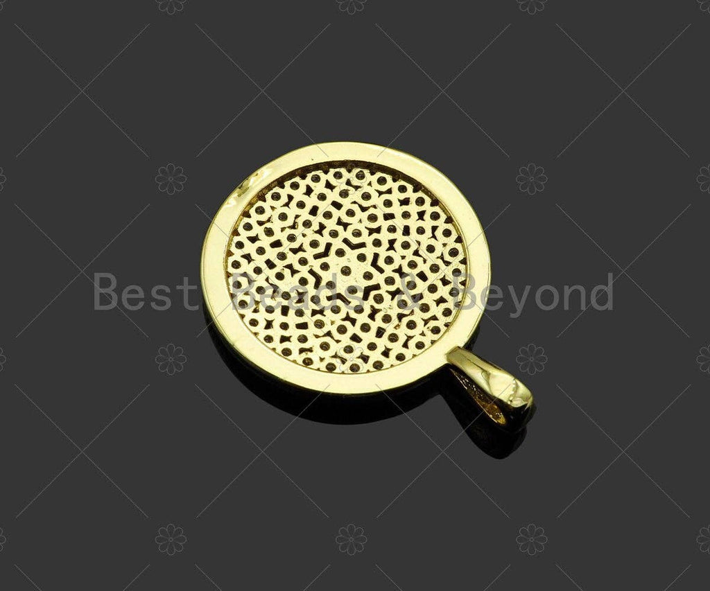 Gold Filled CZ Micro Pave Round Honeycomb Shape Pendant,18K Gold Filled Hive Charm, Necklace Bracelet Charm Pendant,20x27mm,Sku#LK356
