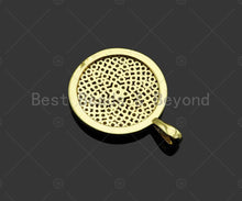 Load image into Gallery viewer, Gold Filled CZ Micro Pave Round Honeycomb Shape Pendant,18K Gold Filled Hive Charm, Necklace Bracelet Charm Pendant,20x27mm,Sku#LK356
