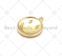 Load image into Gallery viewer, CZ Micropave Colorful Enamel Smiley Face Shape Pendant, 18K Gold Filled Smiley Face Charm, Necklace Bracelet Charm Pendant,24x28mm,Sku#ML51