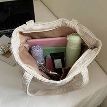 Load image into Gallery viewer, Women's Corduroy Tote Bag – Casual Everyday Shoulder Bag with Double Straps