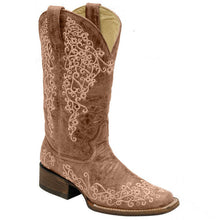 Load image into Gallery viewer, Women's Embroidered Chunky Heel Square Toe Mid-Calf Knight Boots | Slip-On Winter Boots