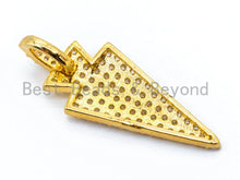 Load image into Gallery viewer, CZ Micro Pave Triangular Pendant with Diamond Bail,11x30mm,Cubic Zirconia Triangle Pave Charm,1PC/2PCS sku#B35