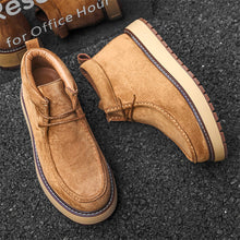 Load image into Gallery viewer, Men's Genuine Leather Suede Dr. Martens Style Boots – Slip-On Mid-Calf Vintage Boots