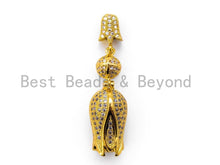 Load image into Gallery viewer, CZ Micro Pave Tulip Flower Pendant, Pave Tulip charm, Flower Tassel, 11x40mm, sku#L128