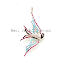 Load image into Gallery viewer, CZ Micro Pave Mixed Color Swallow Bird Pendant, Cubic Zirconia Pendant, Gold/Silver/Rose Gold, 28x61mm, SKU#F11