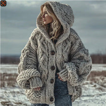 Load image into Gallery viewer, Women's Skin-friendly, Anti-pilling Knitted Cardigan With A Round Neckline, Loose Fit, And Long Length