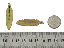 Load image into Gallery viewer, Cobalt CZ Gold Feather Charm, Sku#LX45