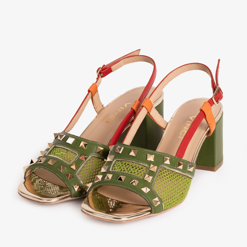 The Linea Green Leather Women Slingback Sandal