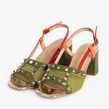 Load image into Gallery viewer, The Linea Green Leather Women Slingback Sandal