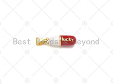 Load image into Gallery viewer, Enamel Colorful Pill Shape Pendant Charm,Lucky Word Pink Turquoise Black Cobalt RedEnamel Jewelry,6x17mm,Sku#LK283