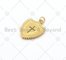 Load image into Gallery viewer, Micro Pave CZ Cross On Colorful Enamel Shield Shape Pendant,18K Gold Filled Enamel CZ Cross Charm,Enamel Jewelry, 24x18mm,Sku#L592