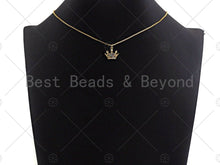 Load image into Gallery viewer, 18K Gold Multicolor Micro CZ Pave Crown Pendant, Gold Crown Charm,  Crown Beads, Jewelry Findings, 15x13mm,sku#LK39