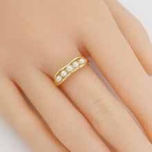 Load image into Gallery viewer, Gold White Pearl One Line Adjustable Ring, Sku#LD483