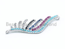 Load image into Gallery viewer, CZ Micro Pave Colorful Wing Connector, CZ Pave Leaf Charms for Earring Bracelet Necklace, 12x35mm, sku#M199