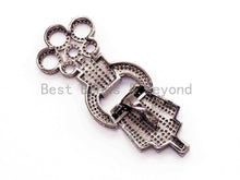 Load image into Gallery viewer, CZ Micro Pave Multi Ring Fold Over Clasp, Cubic Zirconia Buckle Clasp/Connector, 60x24mm, sku#H17