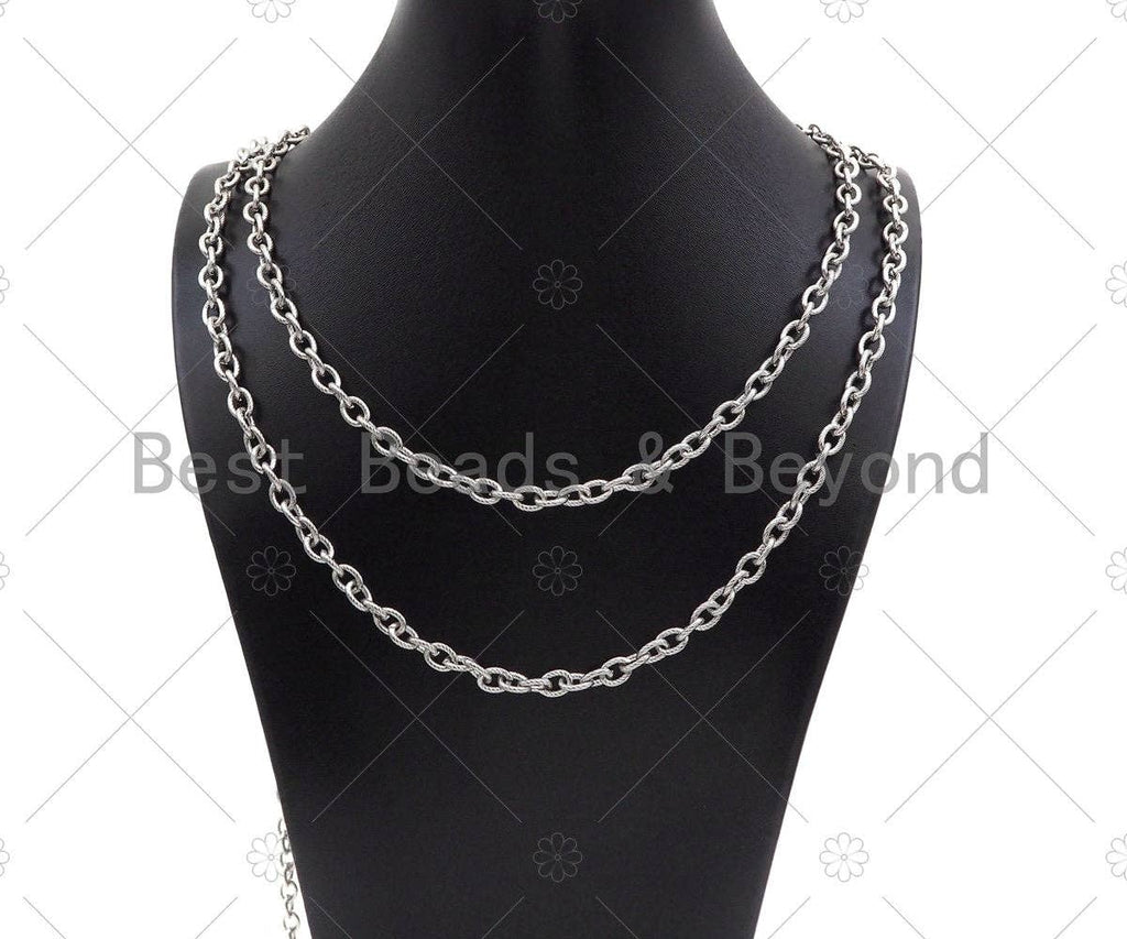 6x8mm Quality Stainless Steel Oval Link Chain by Yard, Texturized Oval Chain, Silver Unfinished Jewelry Chains, Wholesale Chain, sku#A100