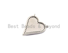 Load image into Gallery viewer, Enamel White and Black heart Pendant, CZ Micro Pave Oil Drop Heart pendant, Enamel Jewelry,16x19mm, #Z481