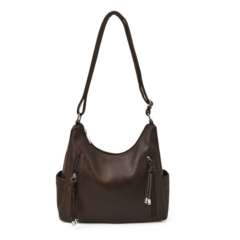 Women's Retro Bucket Crossbody Bag – High-Capacity PU Leather Shoulder Bag