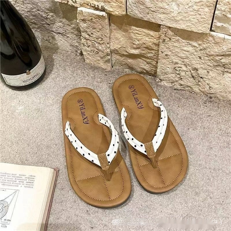 Women's Herringbone Non-Slip Beach Flip-Flops - Soft Sole Summer Slippers
