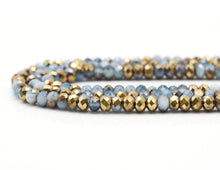 Load image into Gallery viewer, Half Gold Plated Blue Banded Agate Rondelle Faceted Beads, Sku#UA248