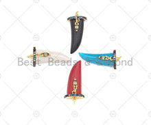 Load image into Gallery viewer, Black White Red Blue Horn Shape Pendant with Gold Finish, Co
