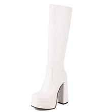 Load image into Gallery viewer, Women's Chunky Heel High-Top Boots – Square Toe Side Zipper Winter Boots