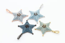Load image into Gallery viewer, CZ Micro Pave 28x36mm Turquoise Star Pendant/Charm, Cubic Zirconia Pendant/Charm for Necklace Bracelet, Fashion Jewelry Findings, sku#F5