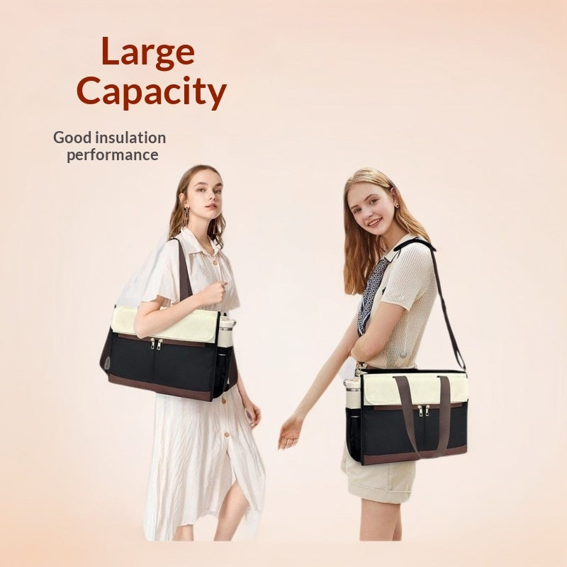 Women's Oxford Fabric Insulated Lunch Tote Bag – Large Capacity Crossbody