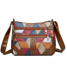Load image into Gallery viewer, Women's Color-Block Patchwork Crossbody Bag | Multi-Layer PU Leather Shoulder Bag