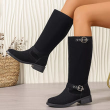 Load image into Gallery viewer, Women's Round Toe Block Heel Ankle Boots | Mid Heel Suede Zipper Boots