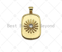 Load image into Gallery viewer, 18k Dainty Gold Daisy Flower On Rectangle Shape Charms, Dainty Charms, Gold Pendant, Rectangle  Necklace Charms, 17x26mm, Sku#LK167