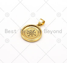 Load image into Gallery viewer, CZ Micro Pave Star On Round Coin Shape Pendant, 18K Gold Filled Charm,Necklace Bracelet Charm Pendant,15x17mm,Sku#LK427