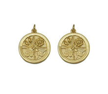 Load image into Gallery viewer, Gold Flower and Leaf On Round Coin Charm, Sku#LK643