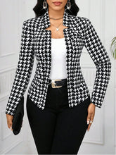 Load image into Gallery viewer, Autumn Winter Houndstooth Blazer Long-Sleeve Cardigan Coat