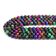 Load image into Gallery viewer, Colorful Tiger Eye Round Smooth Beads, Sku#UA318