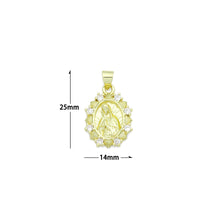 Load image into Gallery viewer, Clear CZ Gold Virgin Mary On Oval Picture Frame Charm Pendant, Sku#LK1204