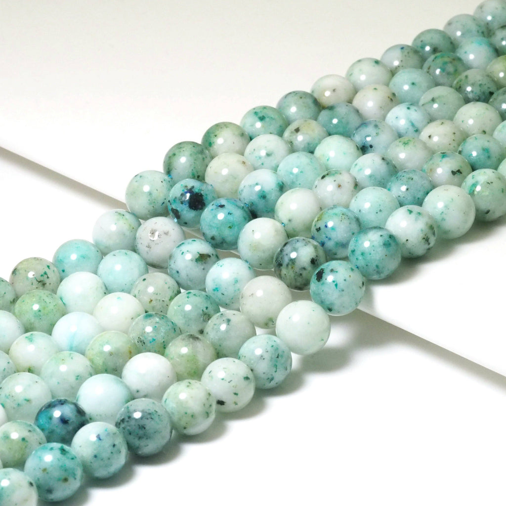 Genuine Green Chrysocolla Round Smooth Beads, 6mm/8mm/10mm, Sku#U1581