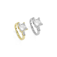 Load image into Gallery viewer, Gold Silver Clear Square CZ Adjustable Ring, Sku#A112