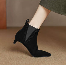 Load image into Gallery viewer, Women's Stiletto Suede Ankle Boots | French-Cut Mid-Calf Heeled Boots