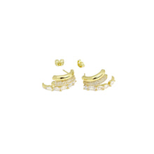 Load image into Gallery viewer, CZ thriple lines with rectangle cz Statement Earrings, Sku#A213
