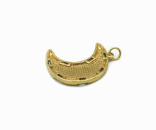 Load image into Gallery viewer, Baguette CZ Abalone Turquoise Malachite Cresent Moon Charm, Sku#L682