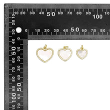 Load image into Gallery viewer, CZ Gold White Pearl Heart Charm, Sku#LX399