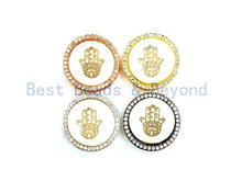 Load image into Gallery viewer, CZ Micro Pave Gilding Hamsa Hand on Mother of Pearl Disc Bea