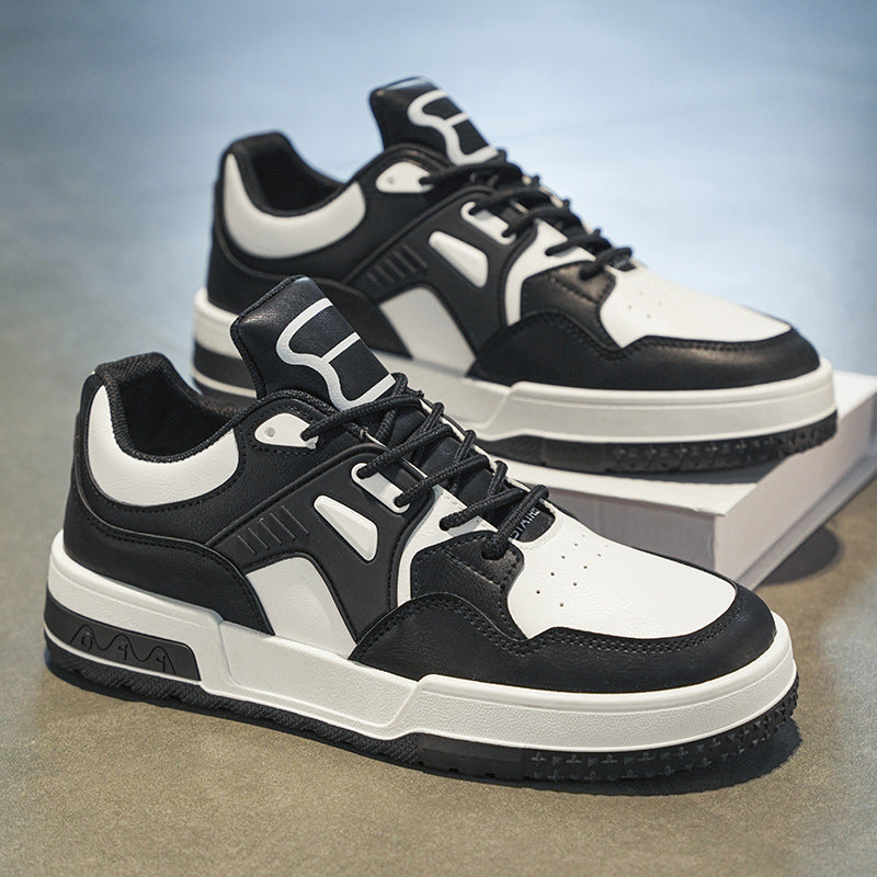 Men's Chunky Low-Top Sneakers - Casual Skate Shoes with Thick Rubber Sole
