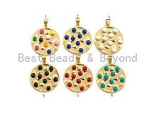 Load image into Gallery viewer, Colorful Enamel Round Particle On Gold Round Coin Pendant, 23x25mm,Sku#F1041C
